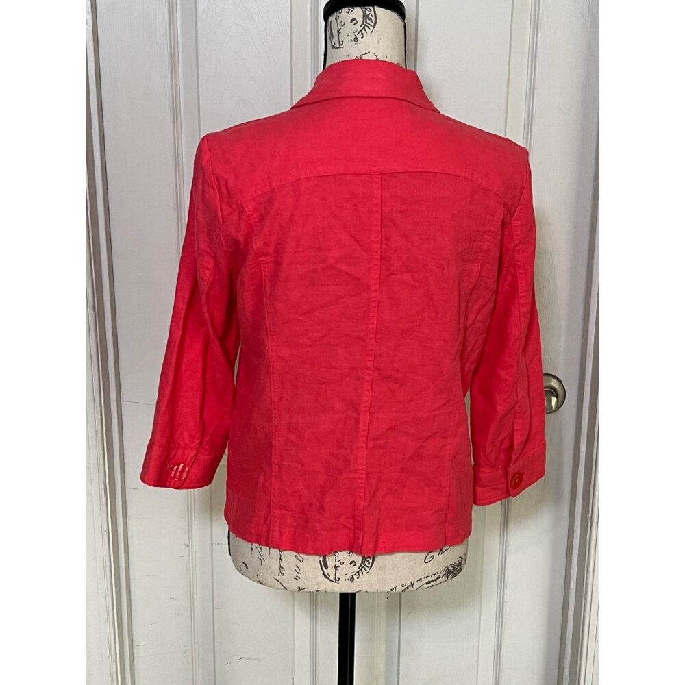Christopher & Banks Coral Button Front Linen Lightweight Jacket Small - Picture 4 of 8